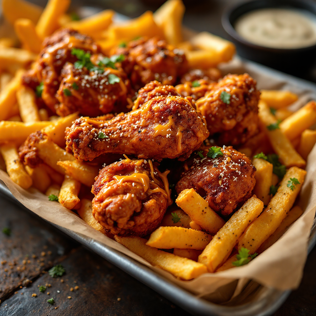 Oyster Mushroom Wings & Fries